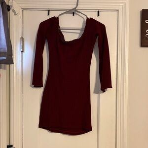 Elegant Burgundy Women's Dress